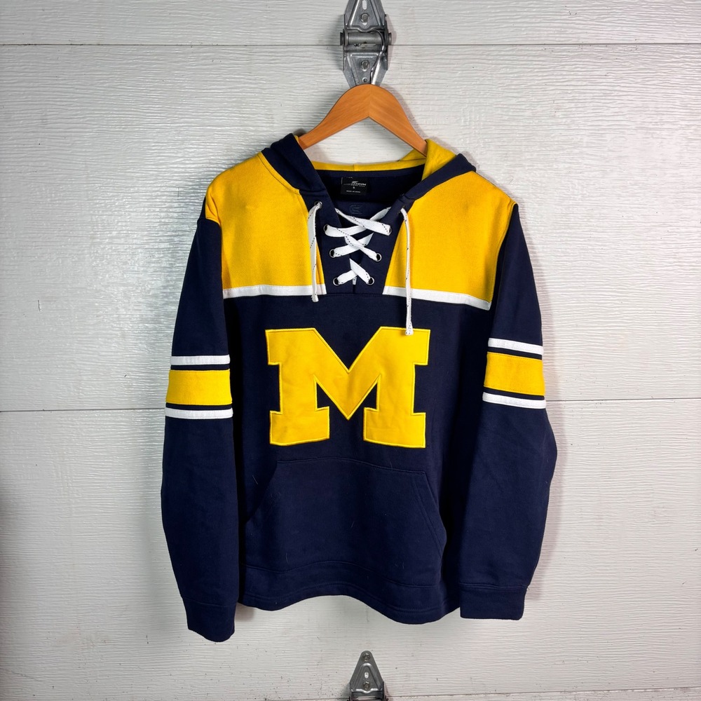 Michigan Wolverines collegiate Colosseum Lace-Up Hoodie Men's Small/Medium Navy